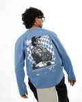 DapperDame blue racing graphic long sleeve tee - back