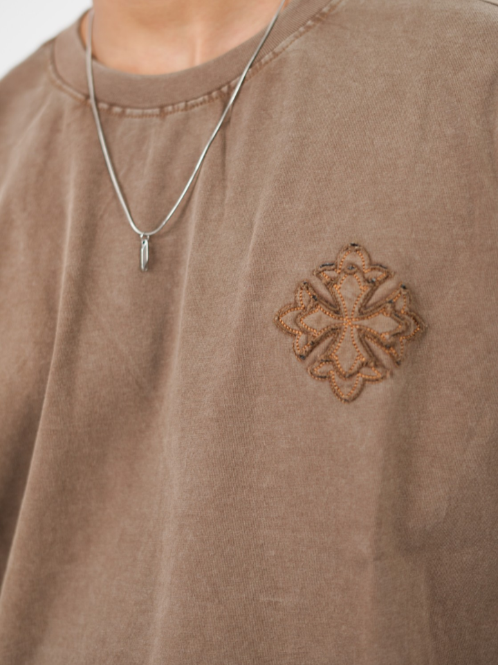 dapperdame™ Brown Textured Long Sleeve Tee