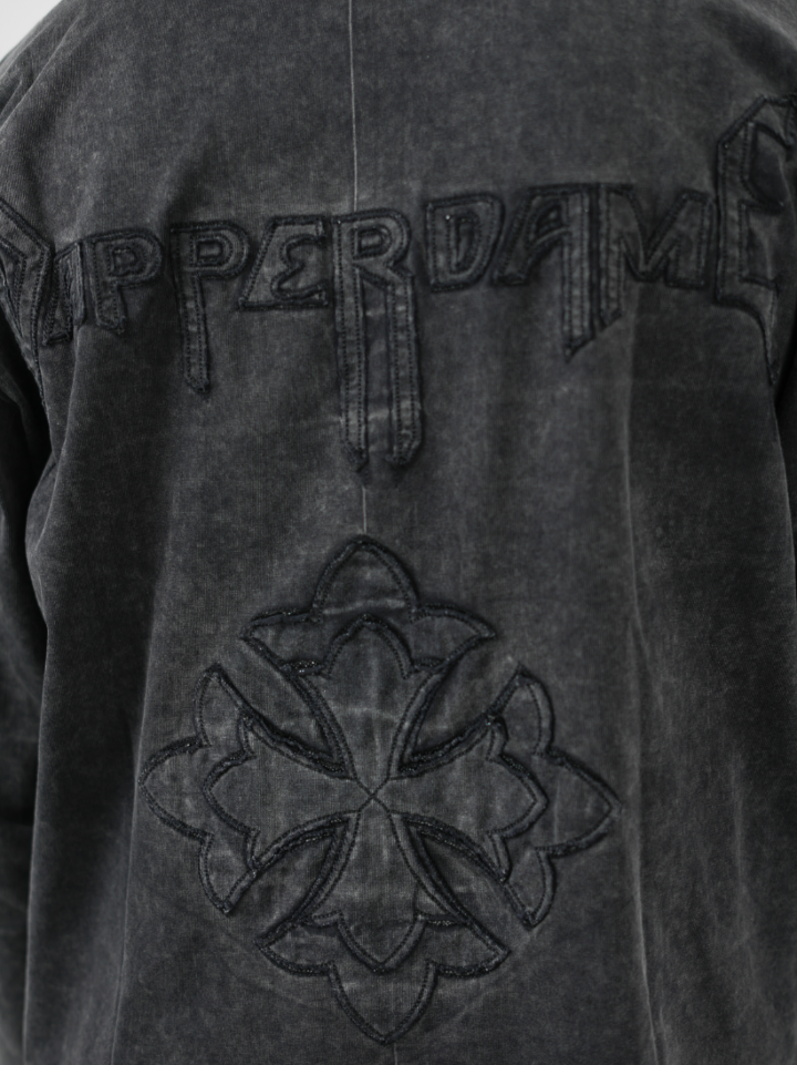 dapperdame™ Washed Black Textured Long Sleeve Tee