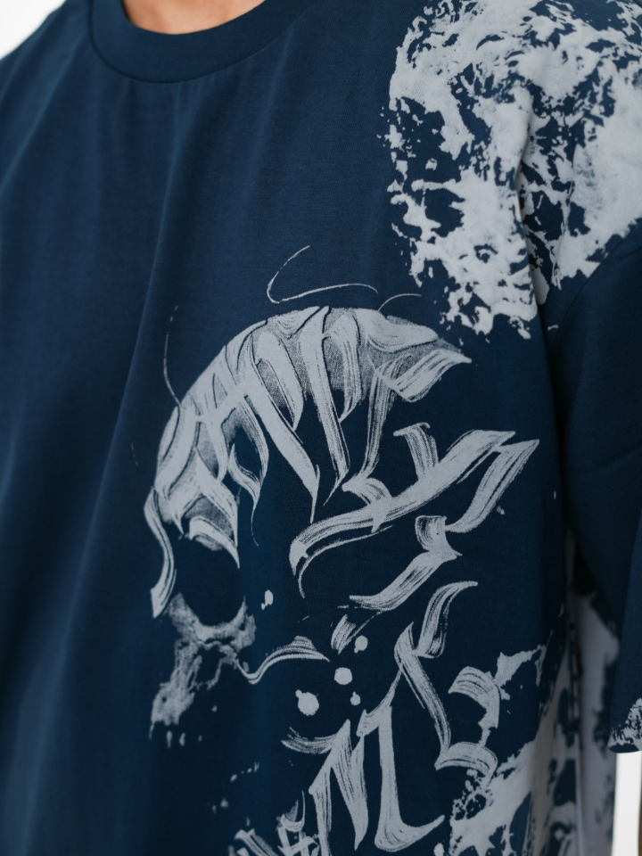 dapperdame™ Blue Abstract Graphic Oversized Tee