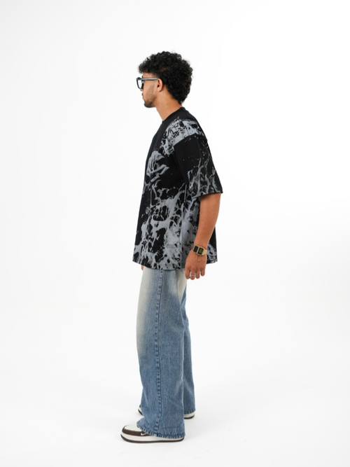 dapperdame™ Black Abstract Graphic Oversized Tee