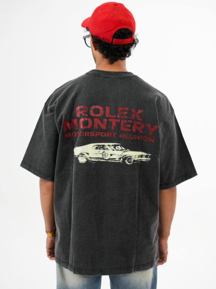 dapperdame™ Charcoal Motorsport Graphic Oversized Tee