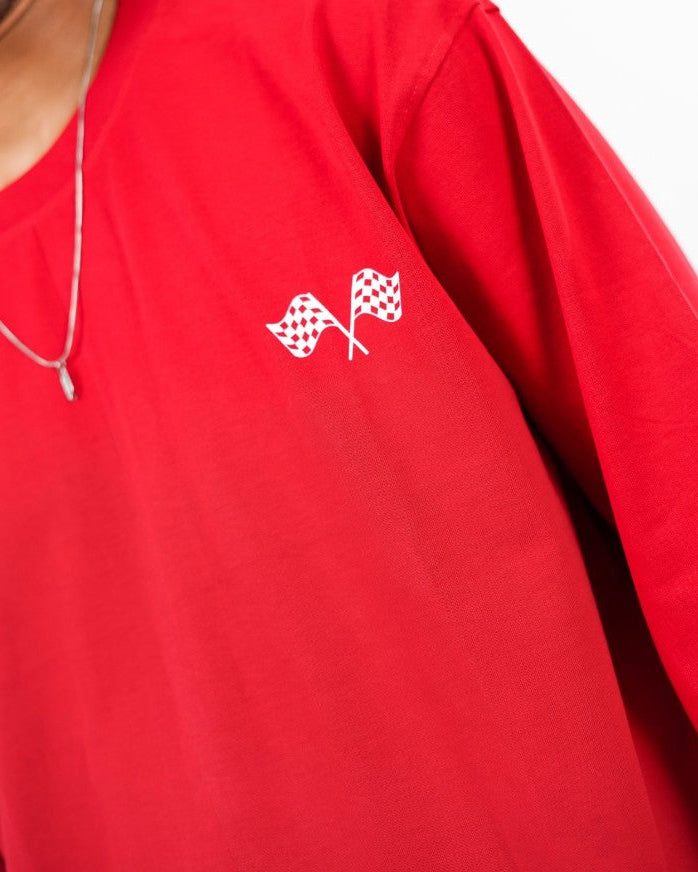 dapperdame™ Red Racing Graphic Long Sleeve Tee