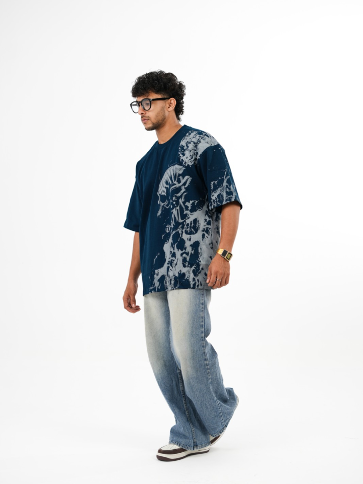 dapperdame™ Blue Abstract Graphic Oversized Tee