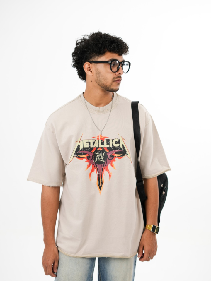dapperdame™ Beige Vintage Graphic Oversized Tee