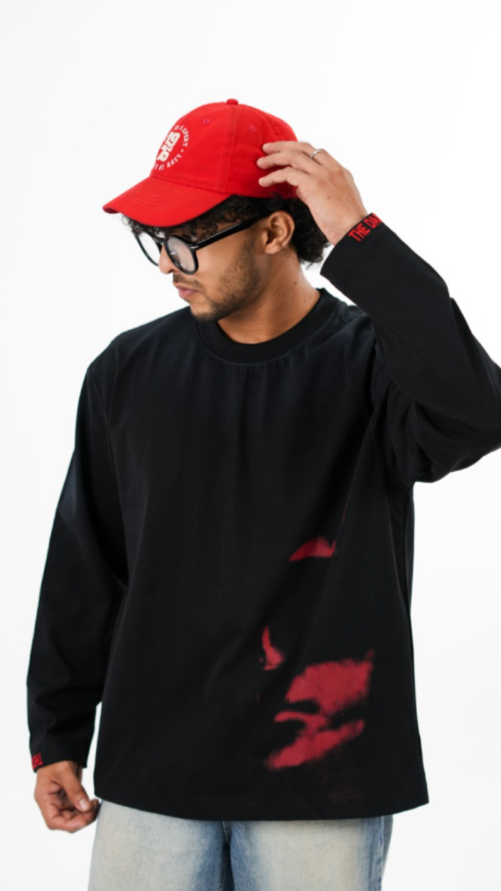 dapperdame™ Black Graphic Long Sleeve Tee
